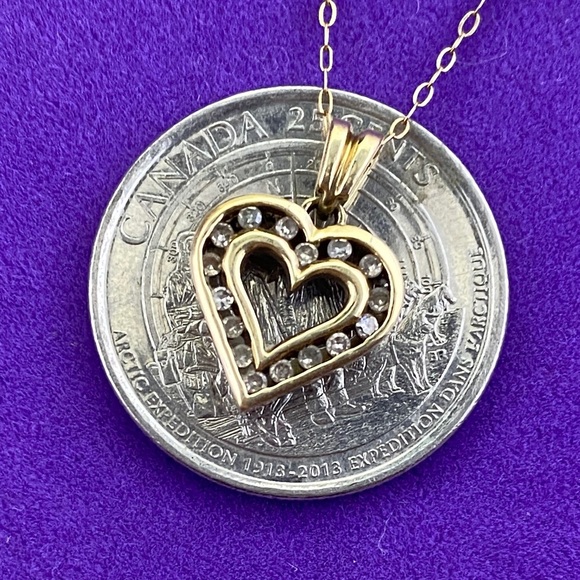 💛 Vintage 10K Gold Diamond Heart “I Love You” Pendant Necklace - Picture 6 of 7